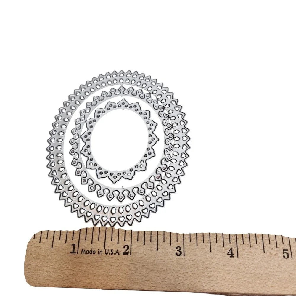 Oval Circle Nesting Cutting Dies Lot Silver Metal Scrapbook Cardmaking Frames